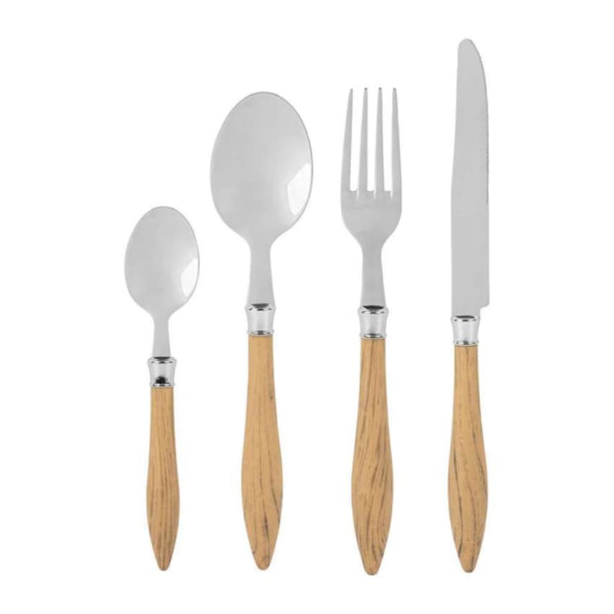Distinctly Living Wooden Effect 24pc Cutlery Set