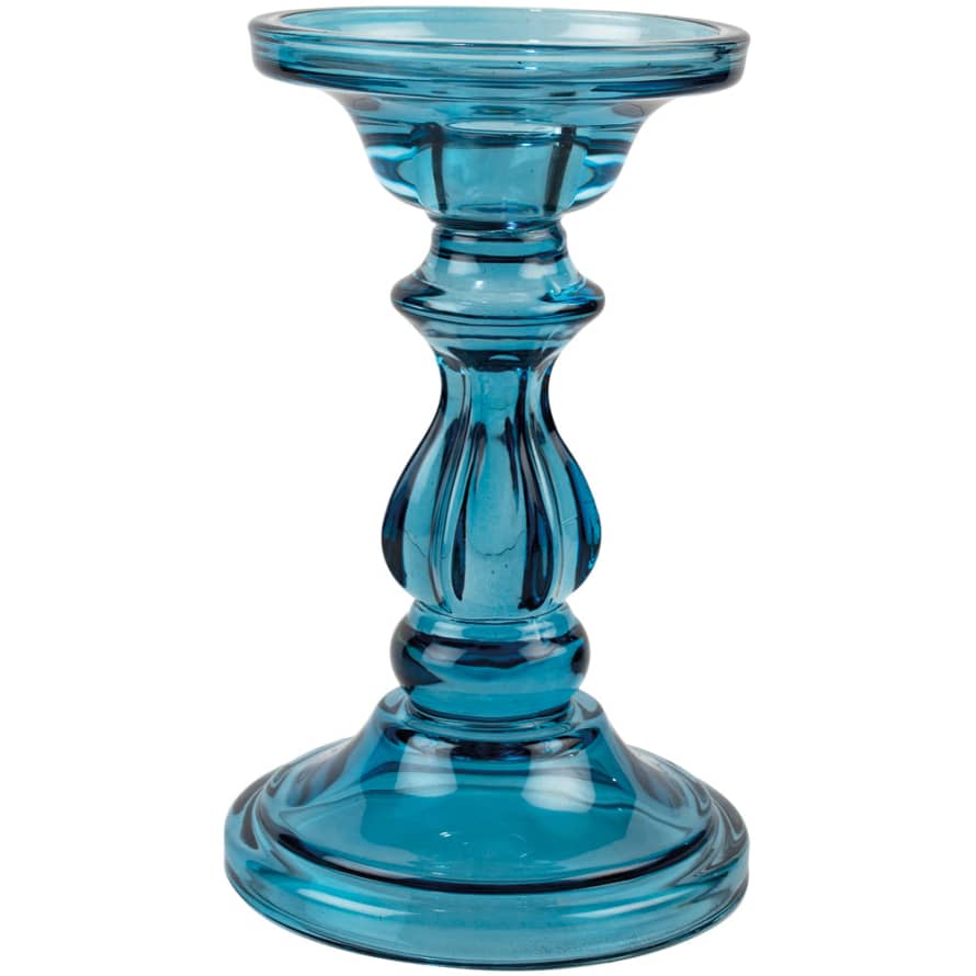 Grand Illusions Azure Glass Candle Holder