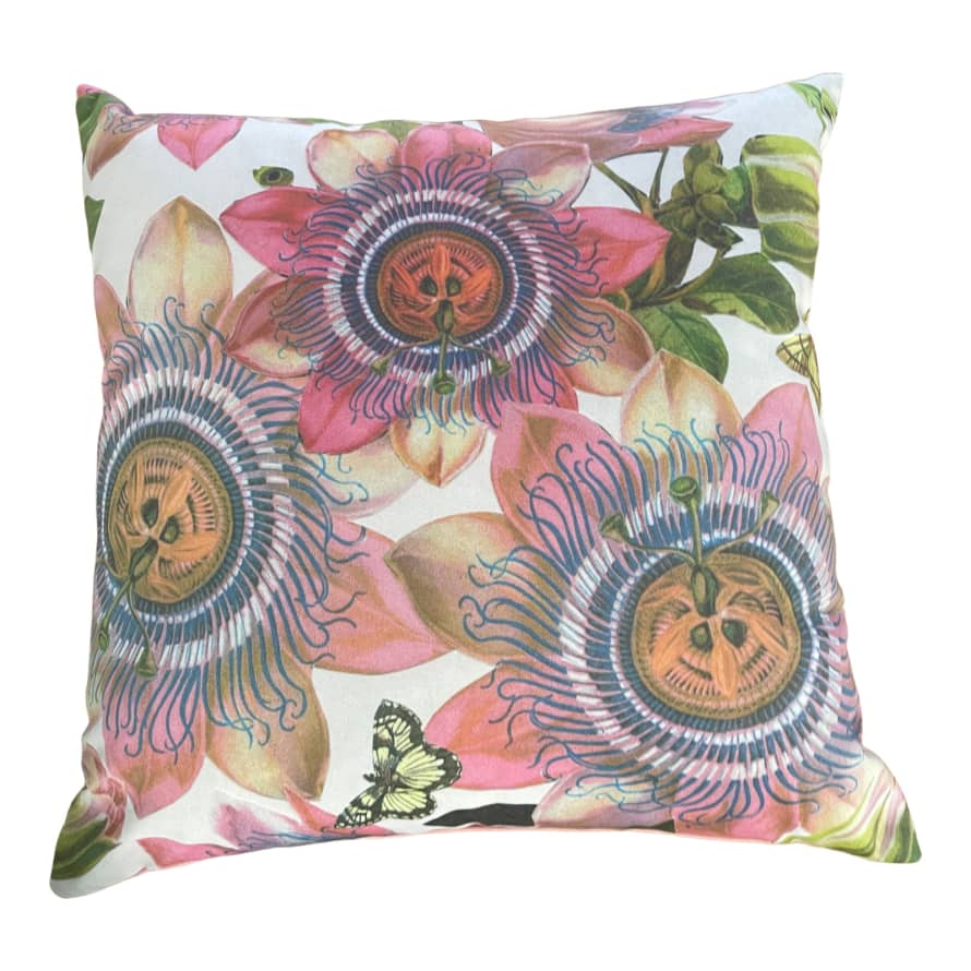 Diana Wilson Arcana Pink Passion Flower Velvet Cushion - Large