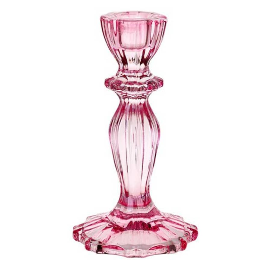 TURNING TABLES Boho Glass Candle Holder - Pink