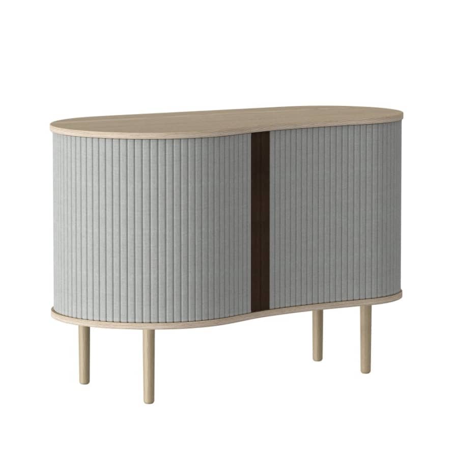 UMAGE Oak Audacious Sideboard Cabinet with Silver Grey Fabric Doors