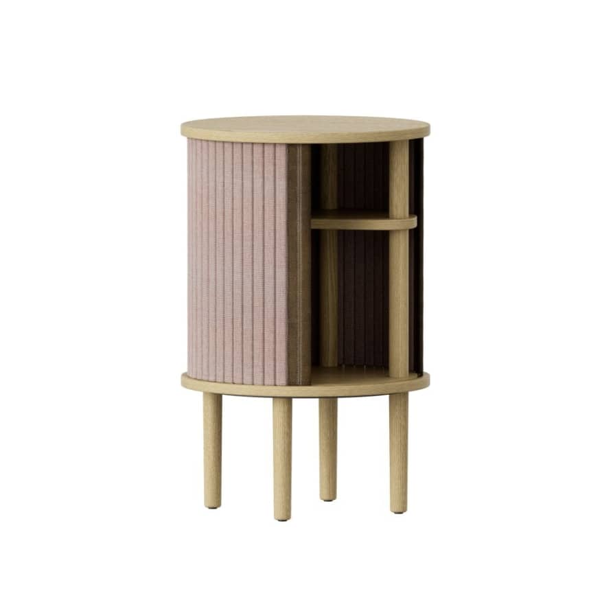 UMAGE Oak Audacious Side Table with Dusty Rose Pink Doors