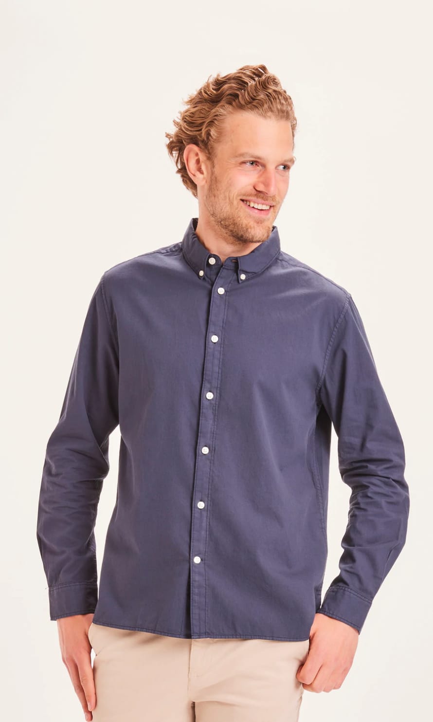 Knowledge Cotton Apparel  90864 Larch Custom Fit Cord Shirt Total Eclipse