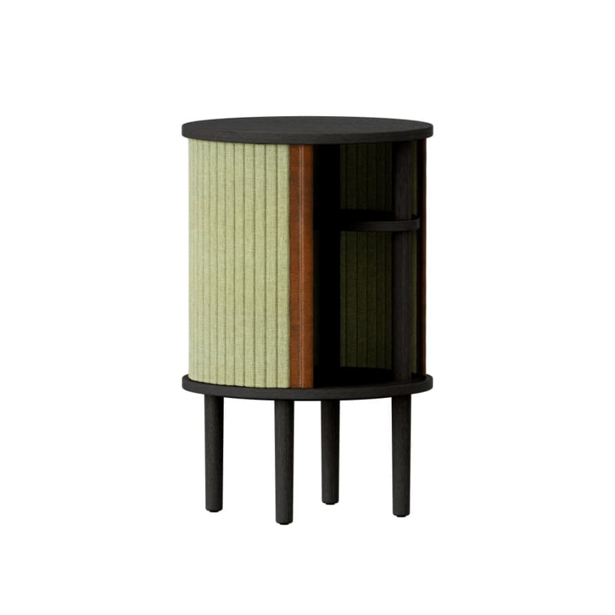 UMAGE Black Oak Audacious Side Table with Spring Green Doors