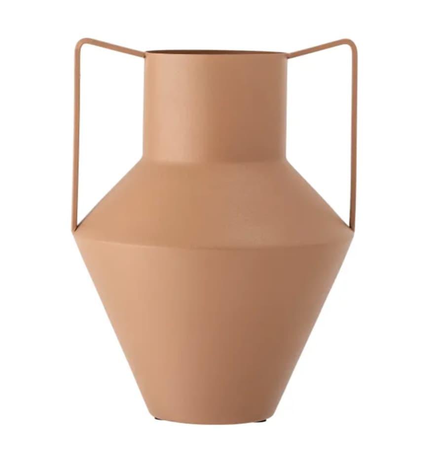 Bloomingville Rough Metal Vase with Terracotta Coloured Handles