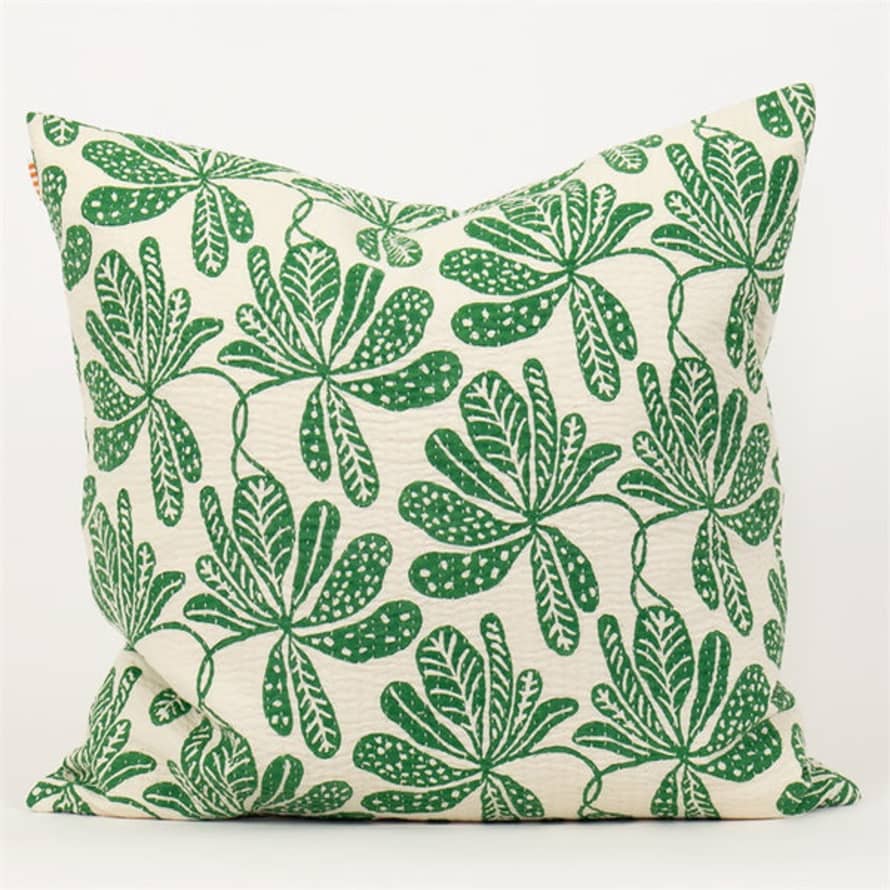 Afroart Cotton Cushion Cover - Chestnut In Green