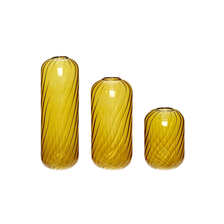 Hubsch Trio of Amber Glass Vases