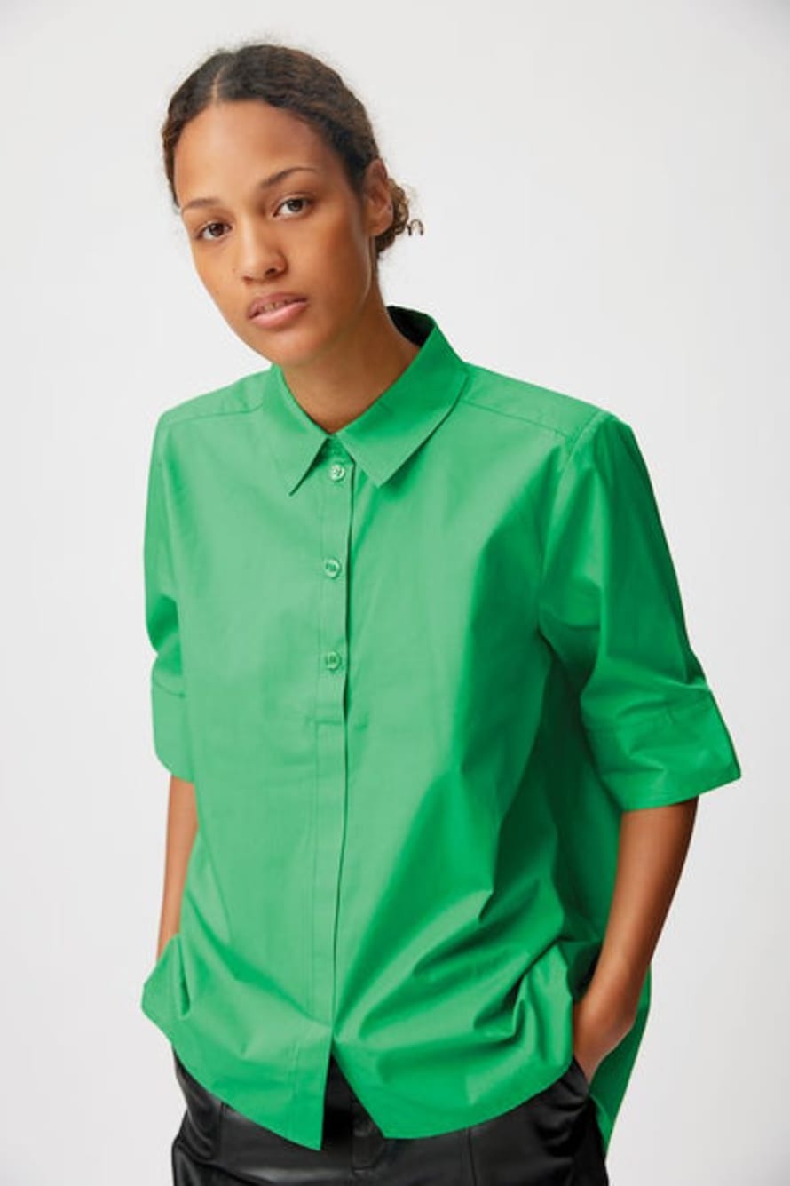 Gestuz Avaligz Short Sleeve Shirt - Green Bee