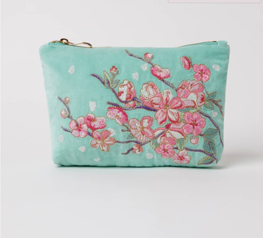 Elizabeth Scarlett Cherry Blossom Mint Velvet Make Up Bag