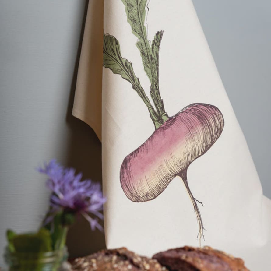 Lottie Day Tea Towel - Purple Turnip