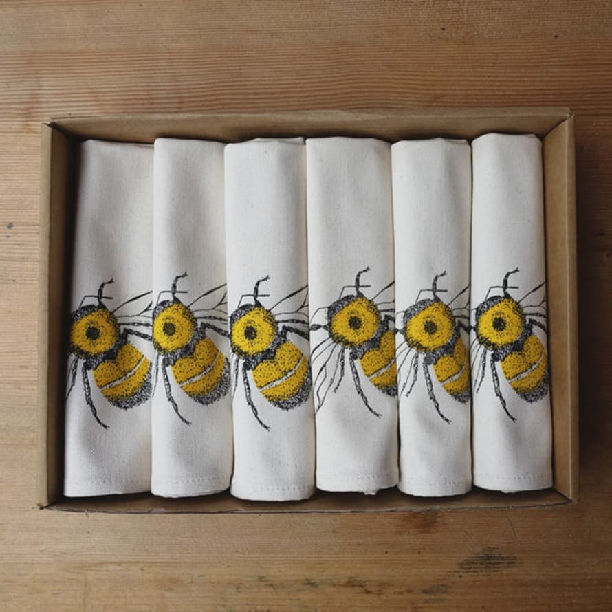 Lottie Day Napkin Gift Set Of 6 - Honey Bees