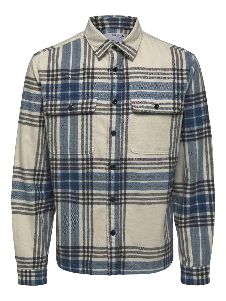 Selected Homme Loose Patrice Overshirt - Dark Blue Check 