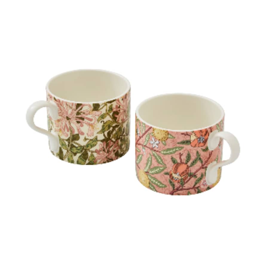  Morris & Co Fruit & Honeysuckle Porcelain Mugs Set of 2