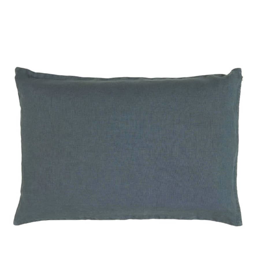 Ib Laursen Rectangle Linen Cushion In Historical Blue