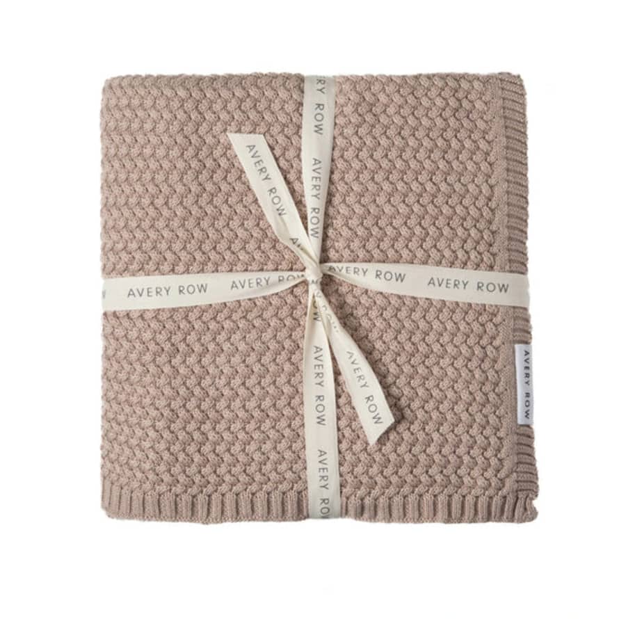 Avery Row Organic Plait Knit Baby Blanket - Blush Pink