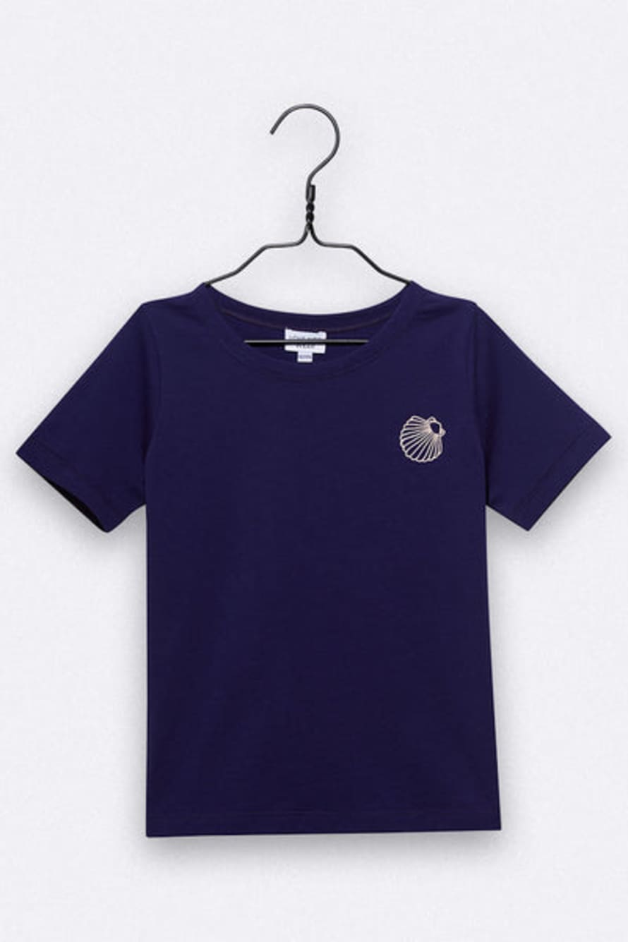 LOVE kidswear Balthasar T-Shirt In Violet Blue With Scallop Embroidery For Kids
