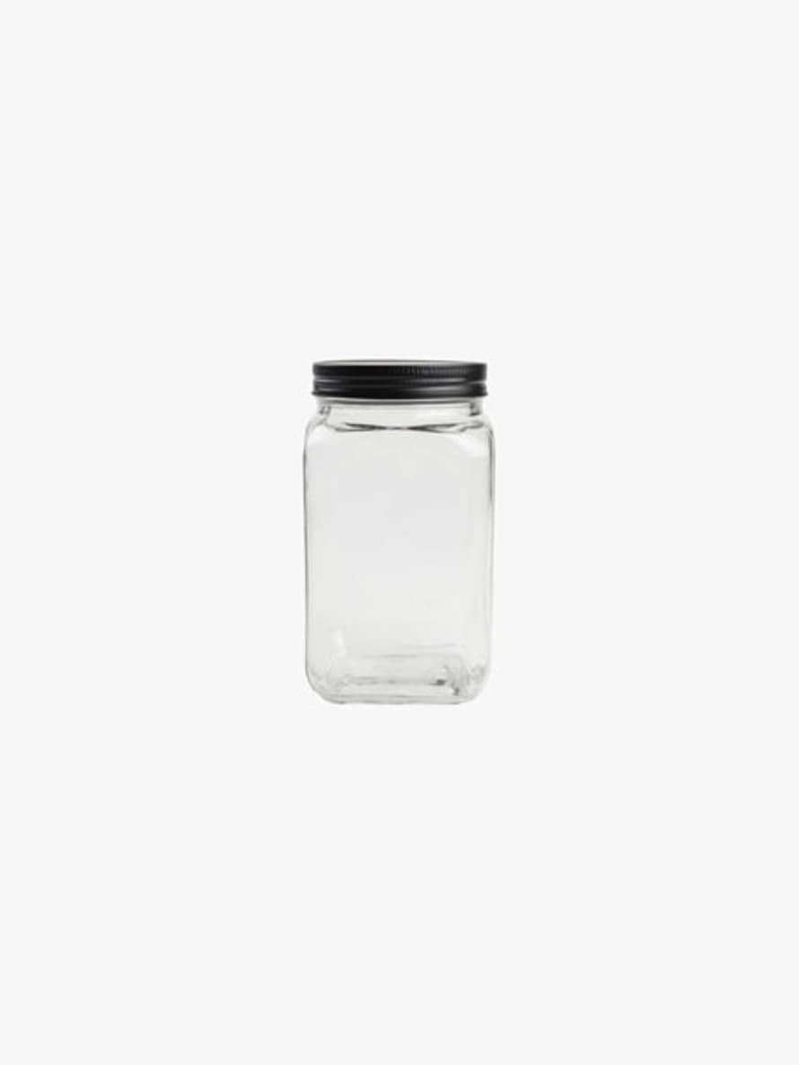T&G Medium Square Glass Jar With Black Lid