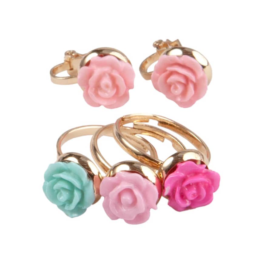 great pretenders Boutique Rose Rings & Earring Set