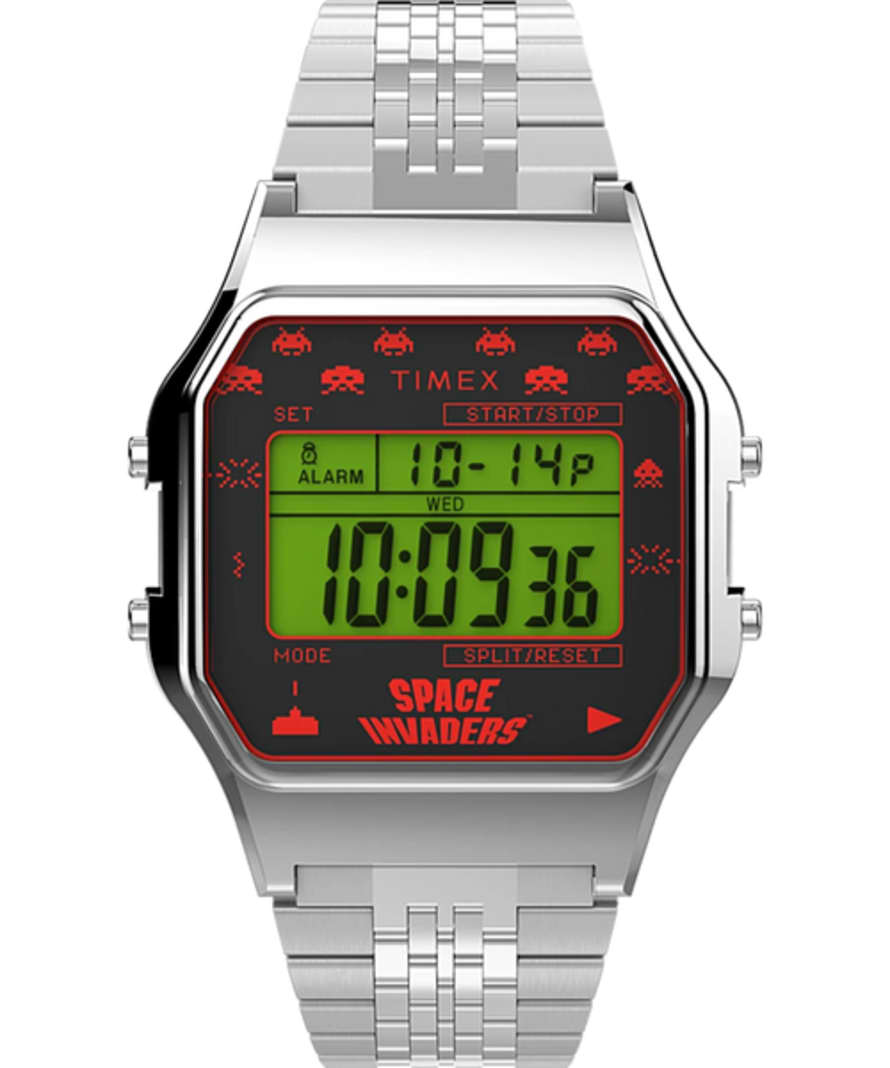Timex Archive 34mm Stainless Steel T80 X Space Invaders  Bracelet Watch 