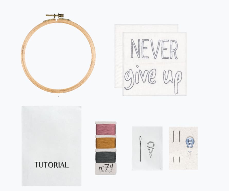 Numéro 74 Hoop Kit Quote N° 74 - Never Give Up