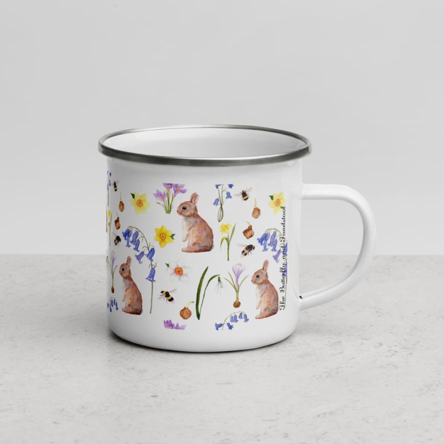 The Butterfly & Toadstool Spring Bunny Enamel Camp Mug