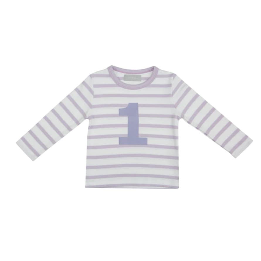 Bob and Blossom Parma Violet & White Breton Striped Number 1 T Shirt