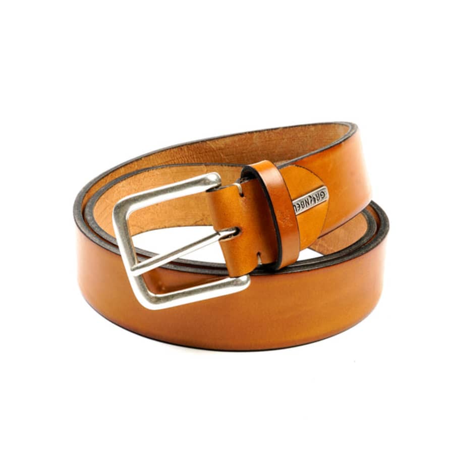 Greenbelt Blake Solid Brass Leather Belt Cognac - 4cm