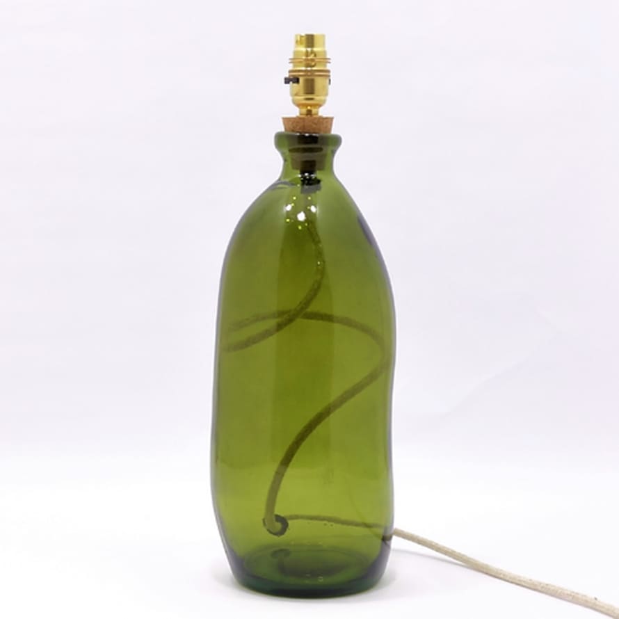 Jarapa Simplicity Tall Recycled Glass Lamp Base - Olive Green