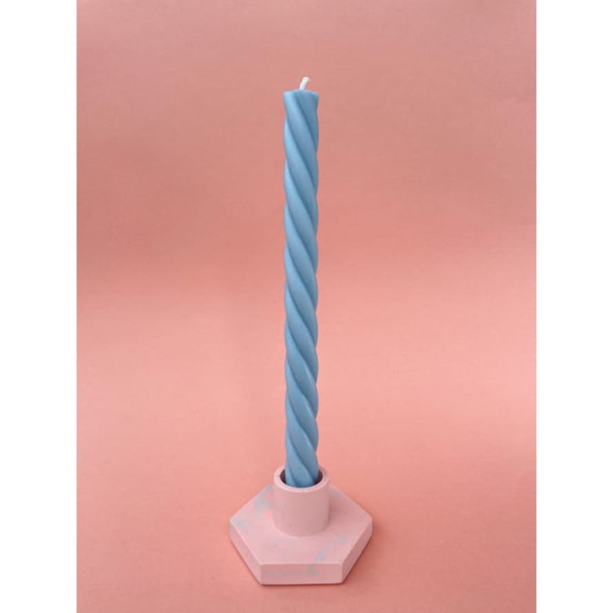 APRIL'S CHERRY Twisted Candle - Light Blue