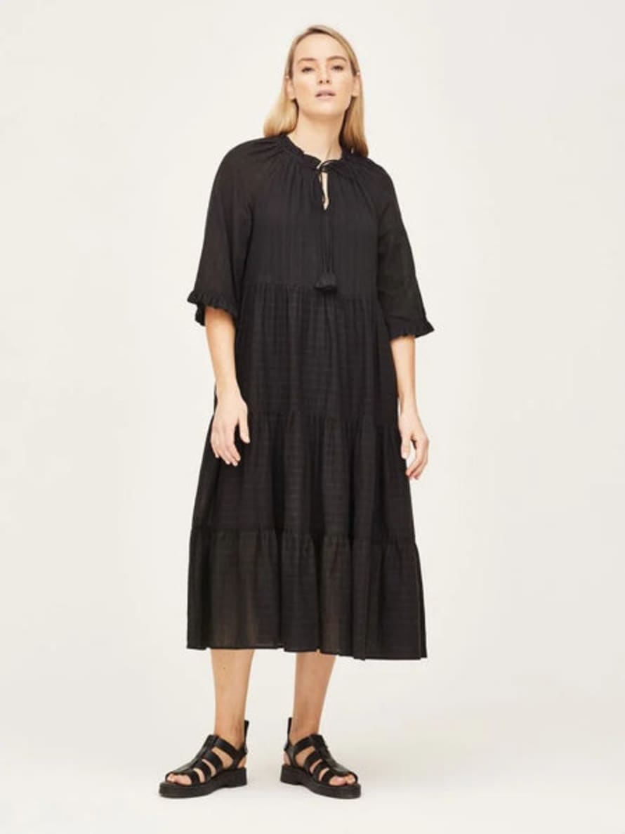 Thought Dianella Organic Cotton Midi Trapeze Dress - Black