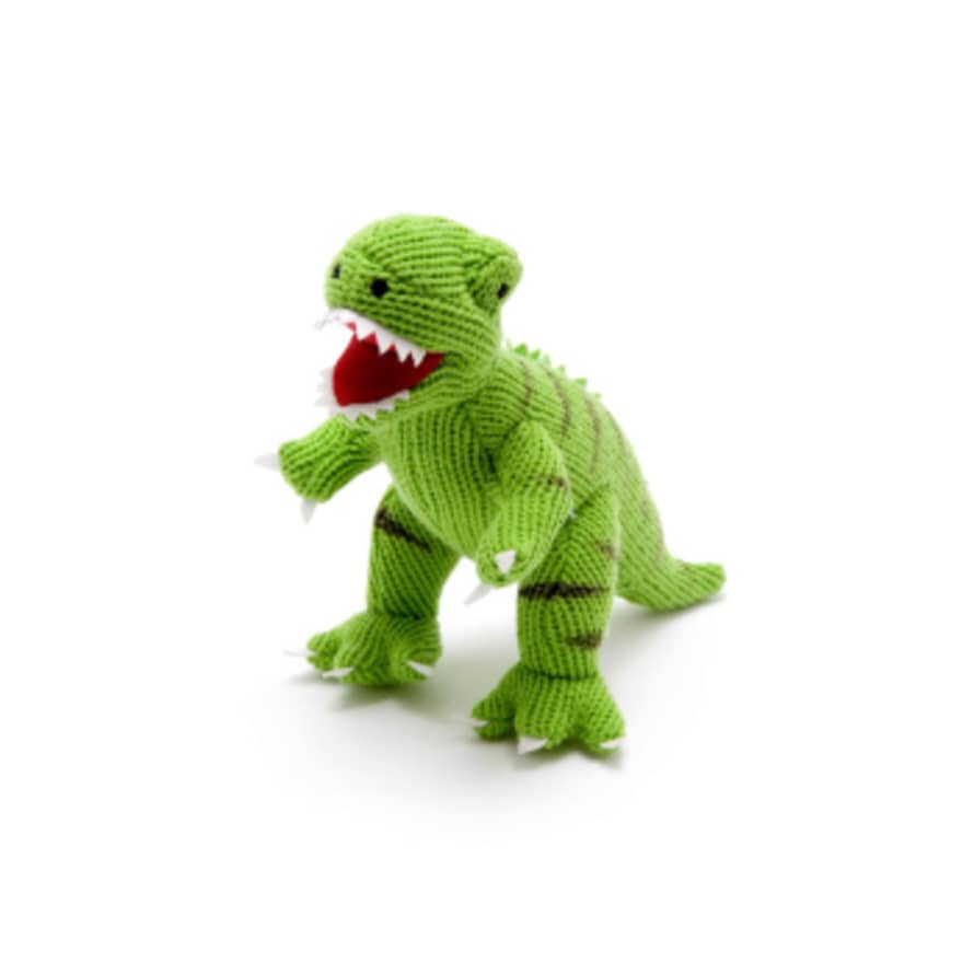 Best Years Knitted Green T Rex Dinosaur Soft Toy