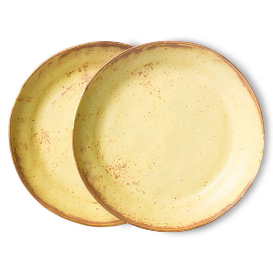 HK Living Bold & Basic Ceramics: Pasta Plate Yellow/Brown (Set of 2)