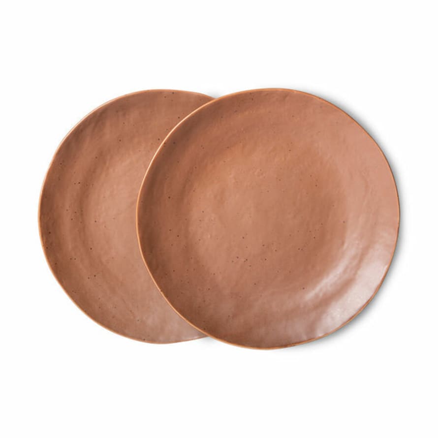 HK Living Bold & Basic Ceramics: Side Plate Brown (Set of 2)
