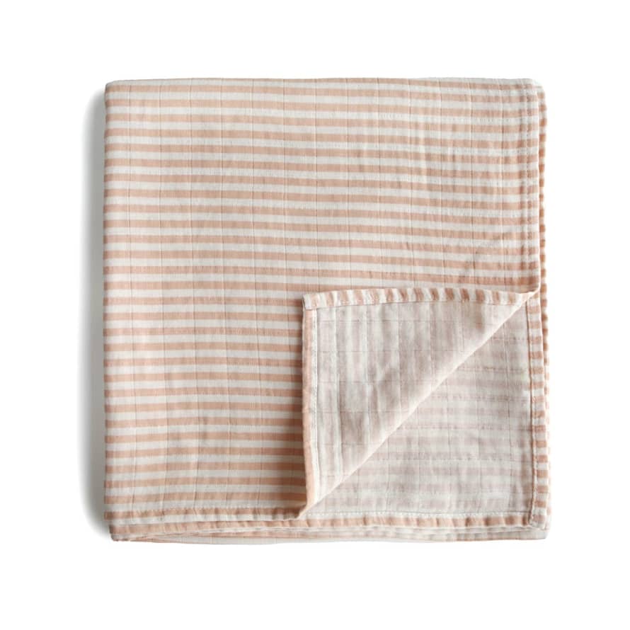 FABELAB Natural Stripes Organic Cotton Muslin Swaddle Blanket