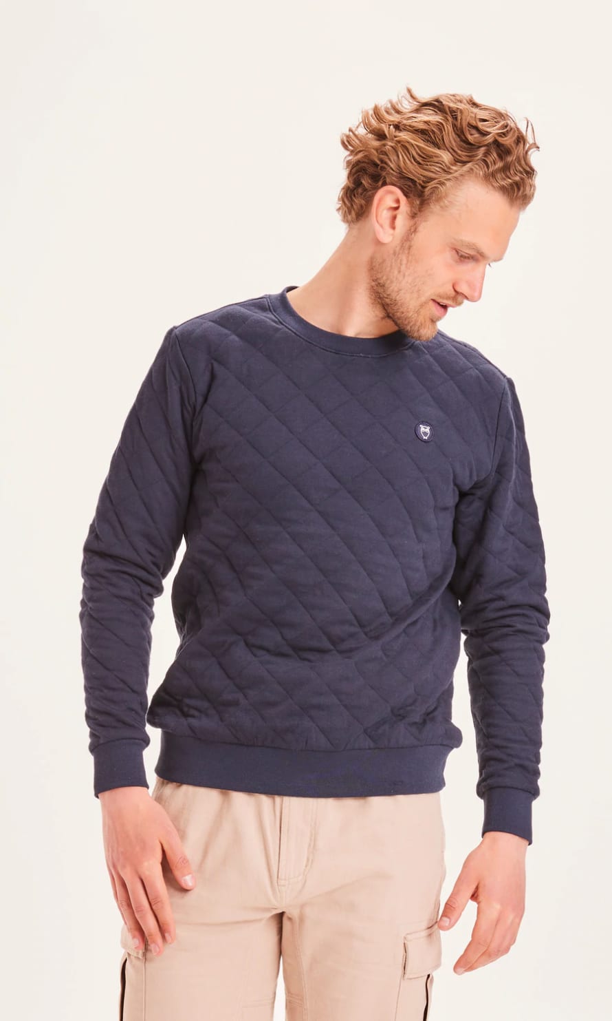 Knowledge Cotton Apparel  30534 ELM Quilted Sweat With Badge