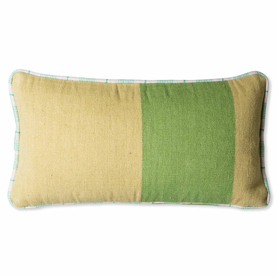 HK Living Hand Woven Wool Cushion Green (38x74)