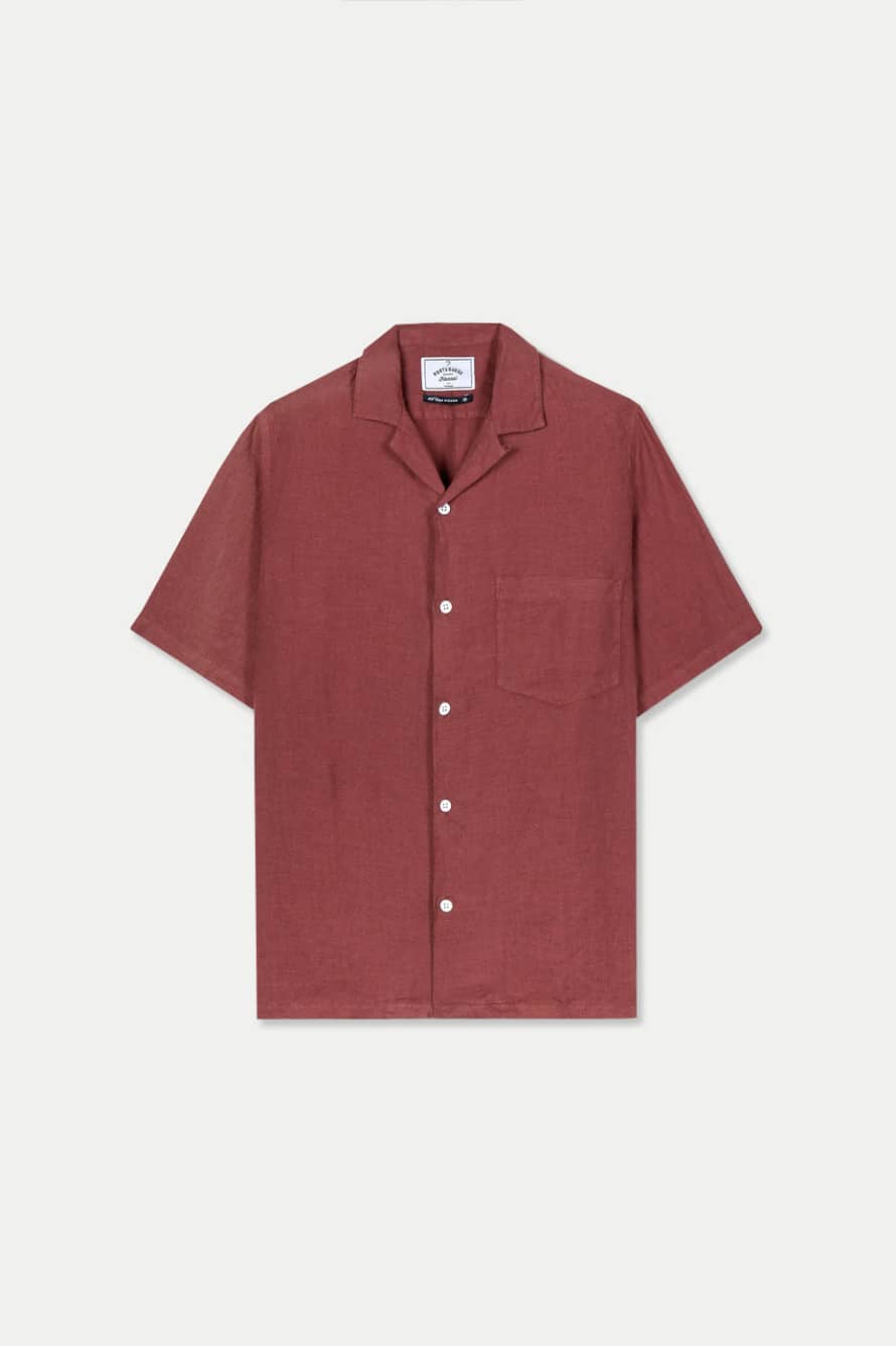  Portuguese Flannel Bordeaux Camp Collar Linen Shirt