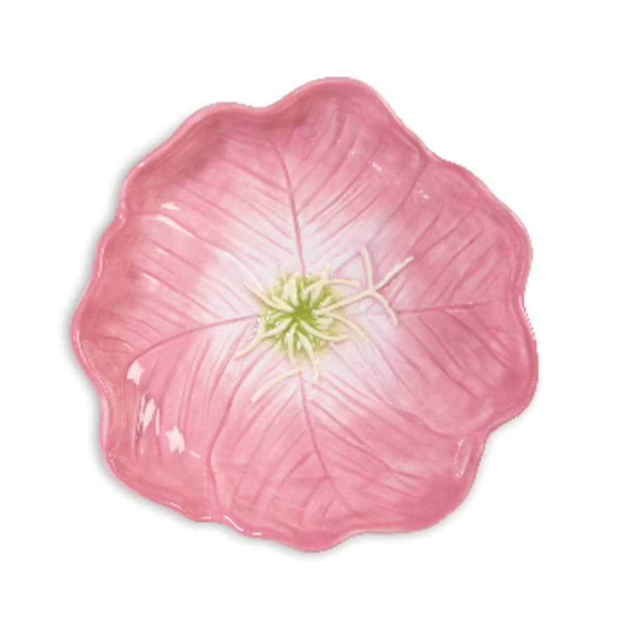 &klevering Pink Flower Shallow Bowl