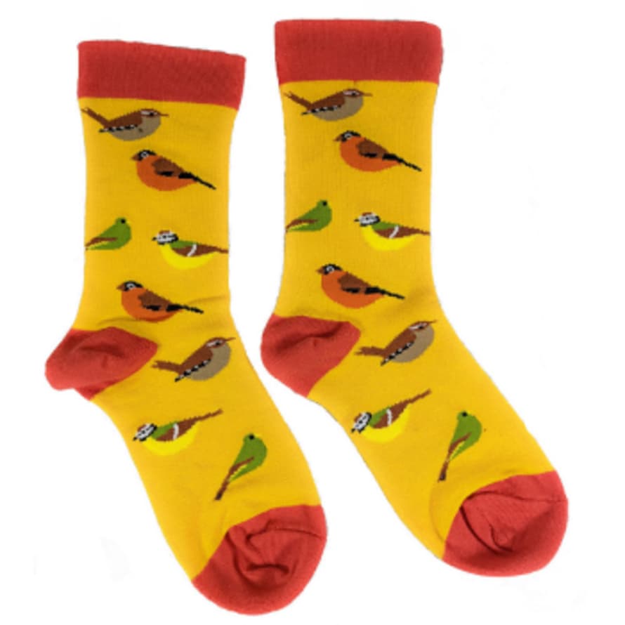 Joya Yellow Bamboo Socks with Pretty Birds
