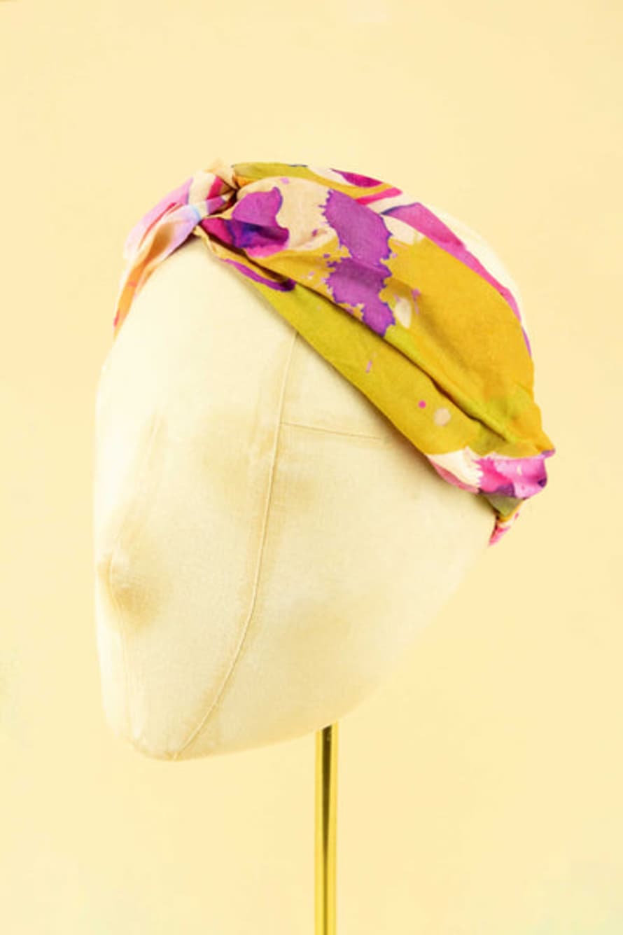 Powder Orchid Elasticated Headband Mustard