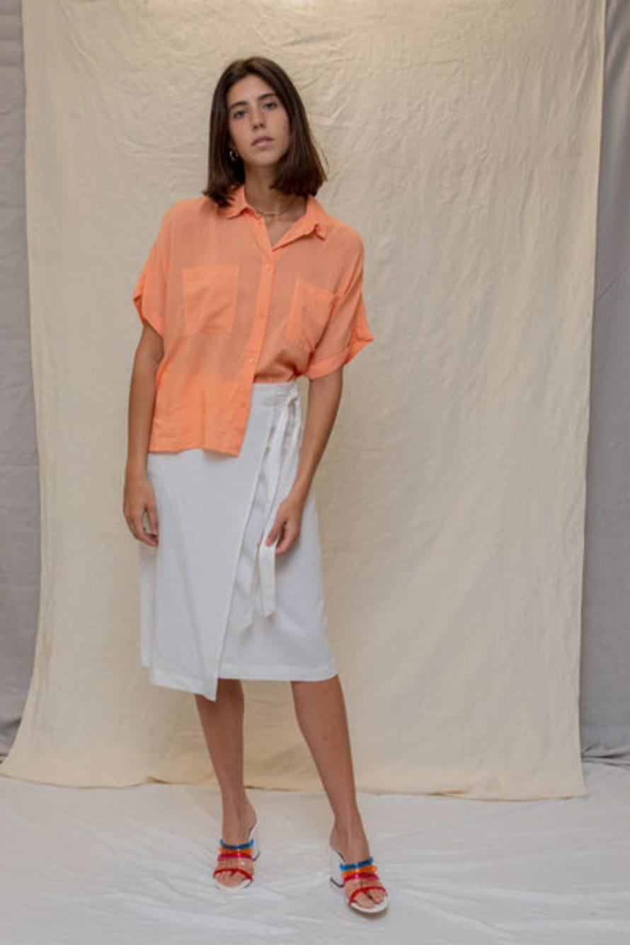 Designers Society Pareo Linen Skirt In Off White