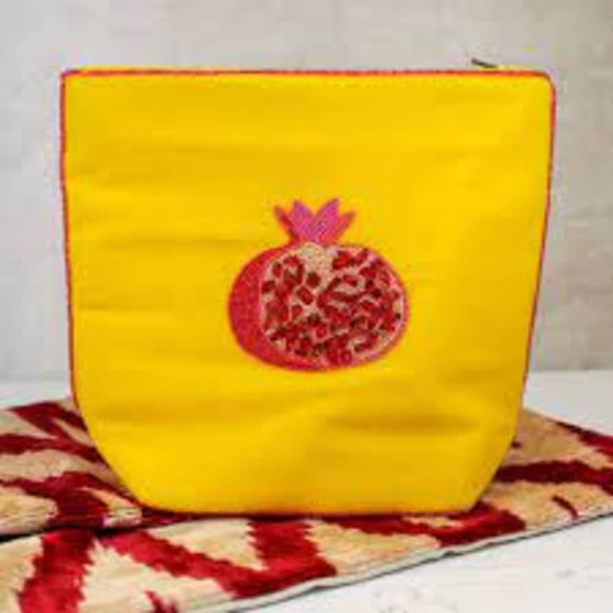 My Doris Velvet Beaded Make-up Bag - Pomegranate