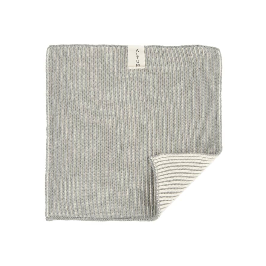 Ib Laursen Set of 2 Blue Grey Knitted Cotton Wash Cloth 