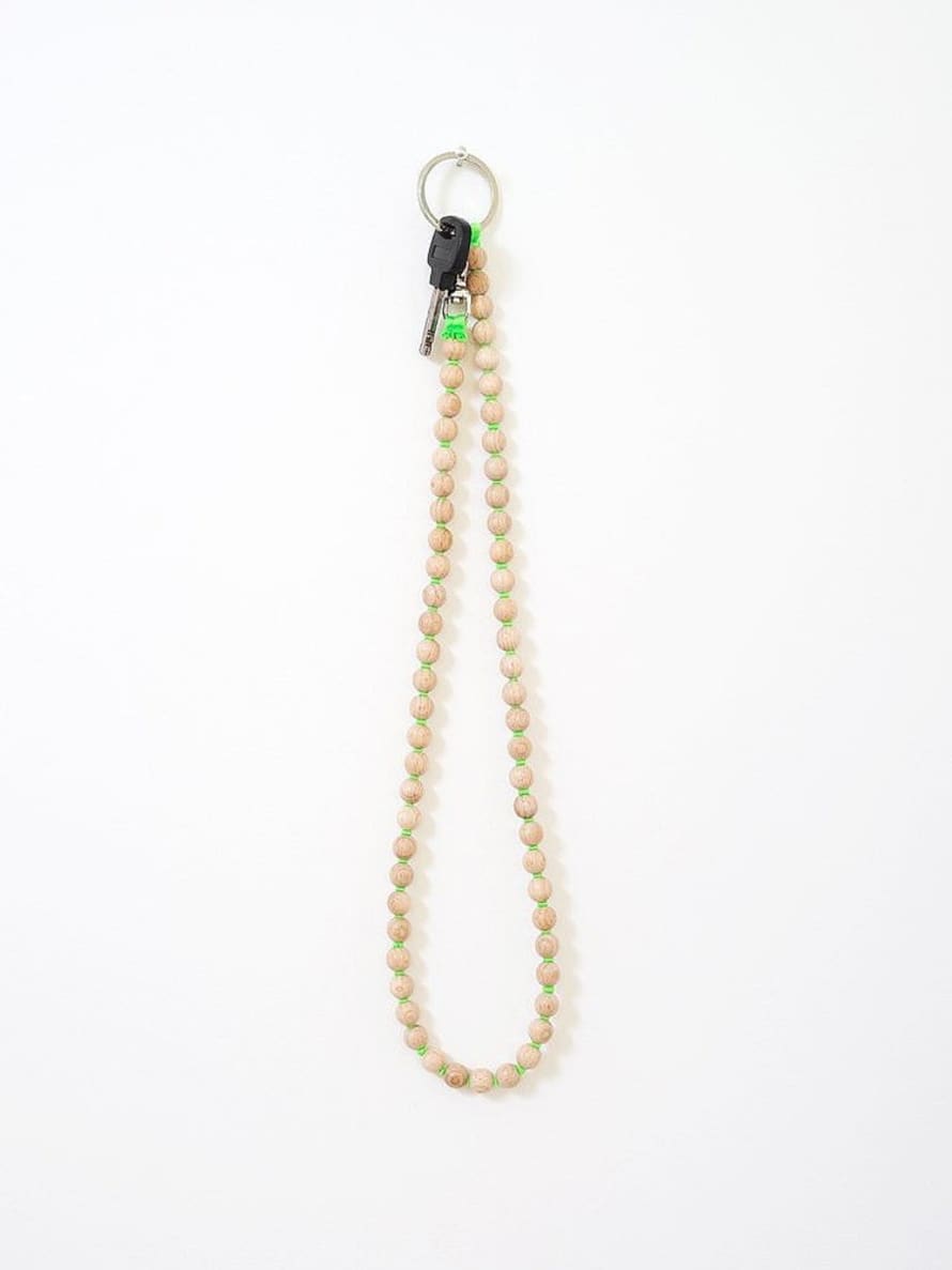 Ina Seifart  Perlen Keyholder Natural-Neon Green