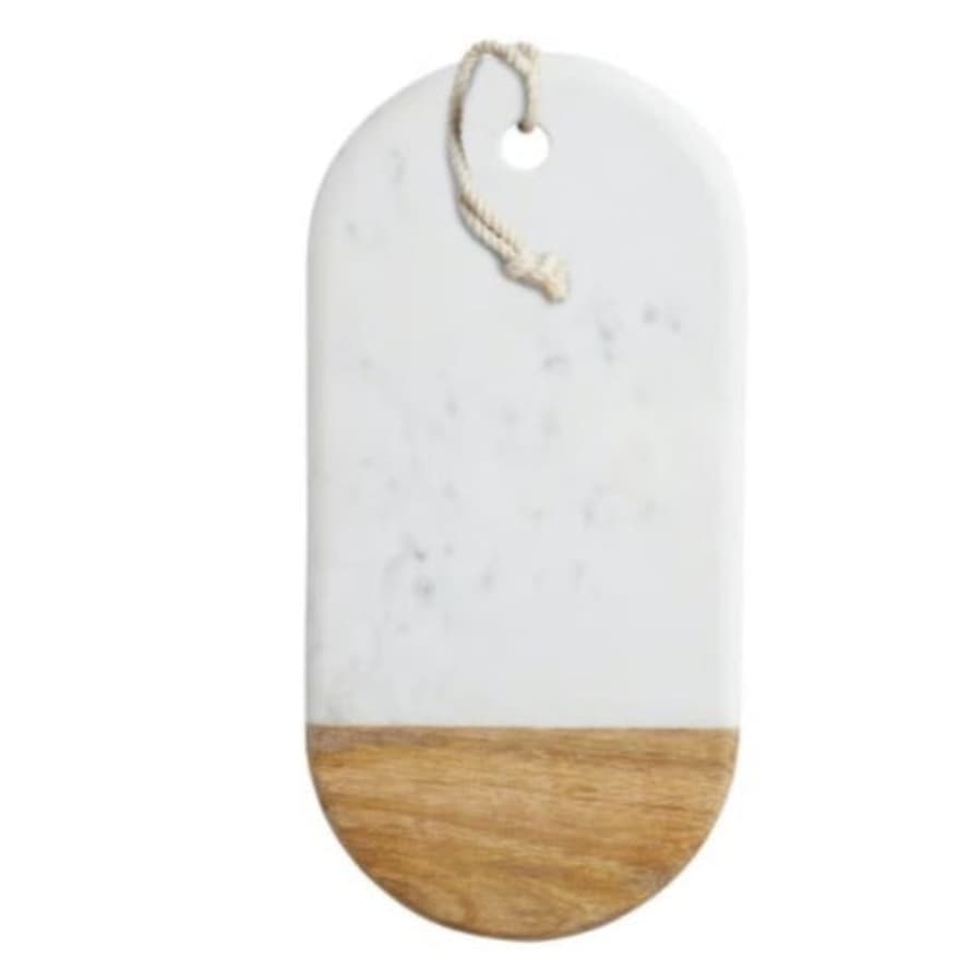 Distinctly Living Oval Two Tone Marble And Natural Wood Board