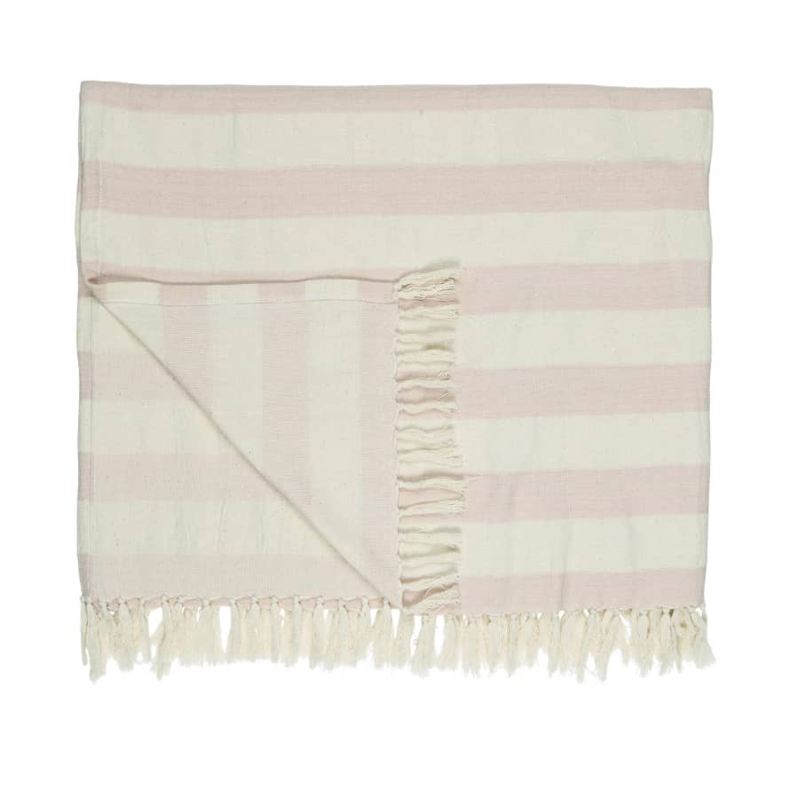 Ib Laursen Hammam towel with Fringes - Light Pink Stripes