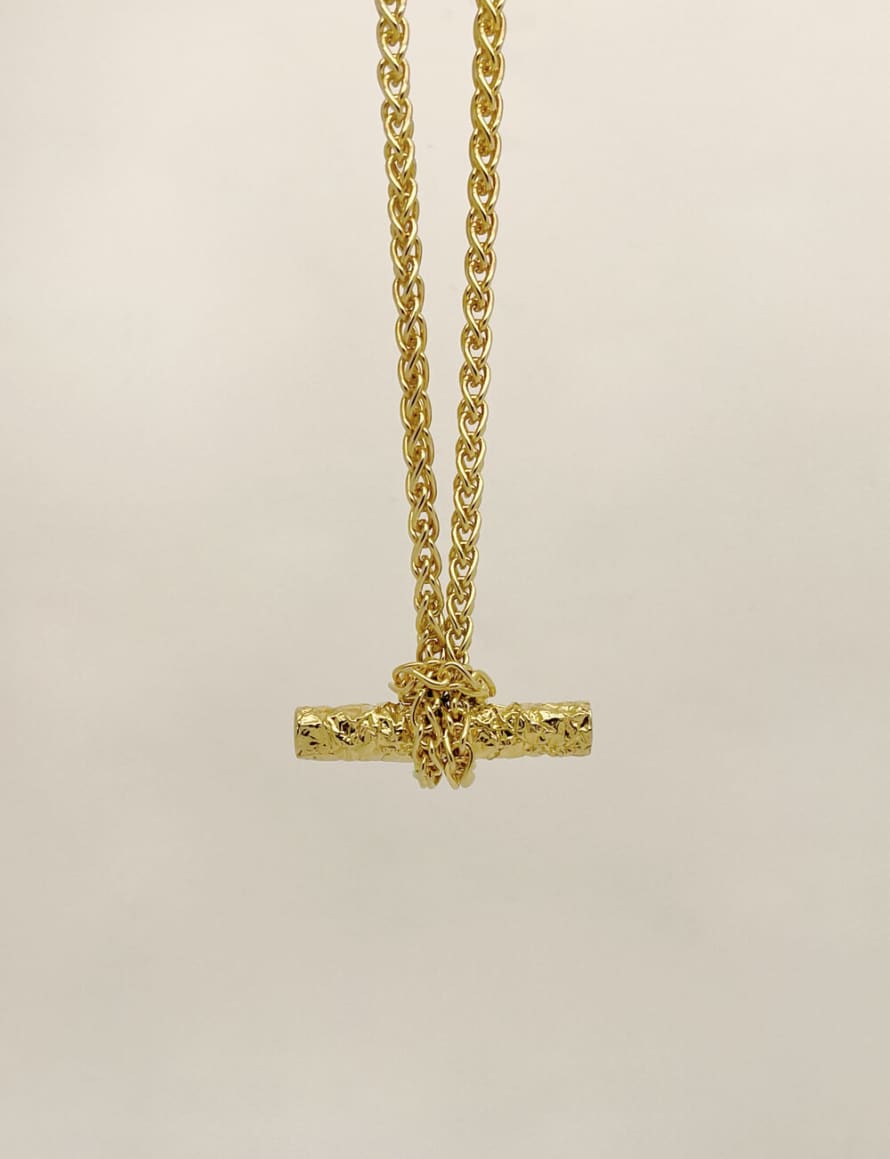 Ruddock Knotted T Bar Necklace in Gold