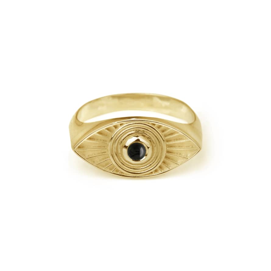 Rachel Entwistle Rays Of Light Ring Gold - Black Onyx - P / Gold Vermeil