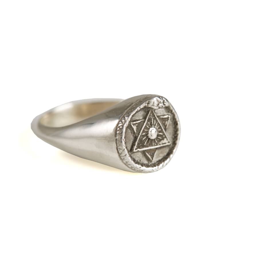 Rachel Entwistle The Ouroboros Signet Ring - G / Sterling Silver With Ruby