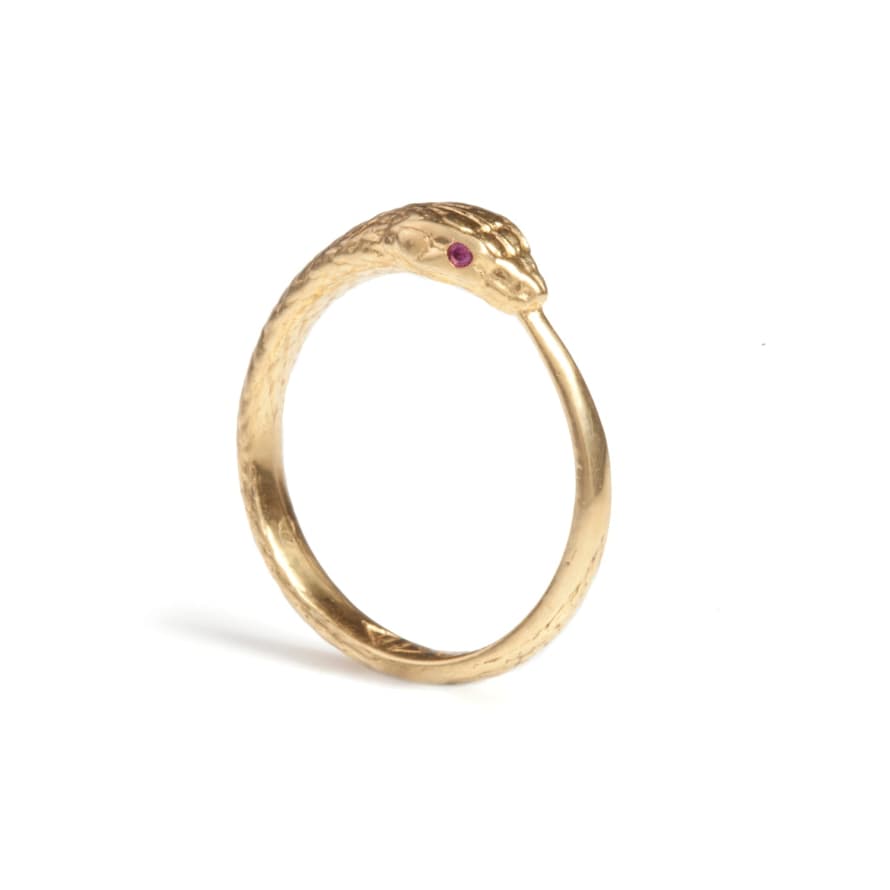 Rachel Entwistle Ouroboros Snake Ring Limited Edition With Rubies - N / Gold Vermeil